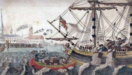 throwing tea into Boston Harbor