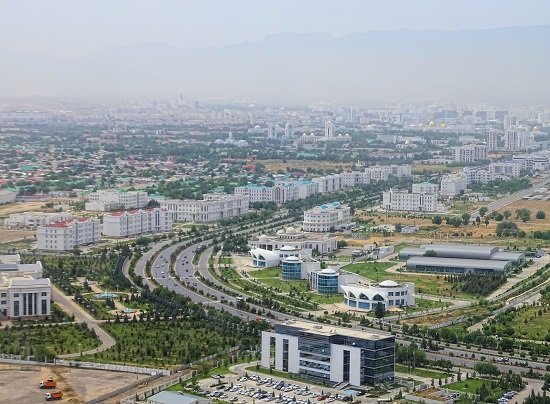 A picture of Neutrality Road, a major thoroughfare in Ashgabat, the capital of Turkmenistan.