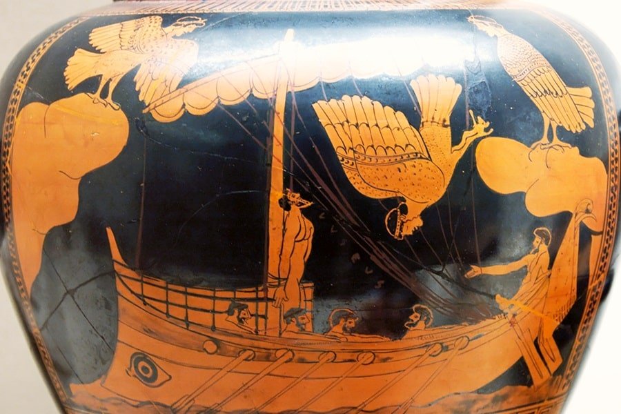 Odysseus and the Sirens - Detail from an Attic red-figured stamnos
